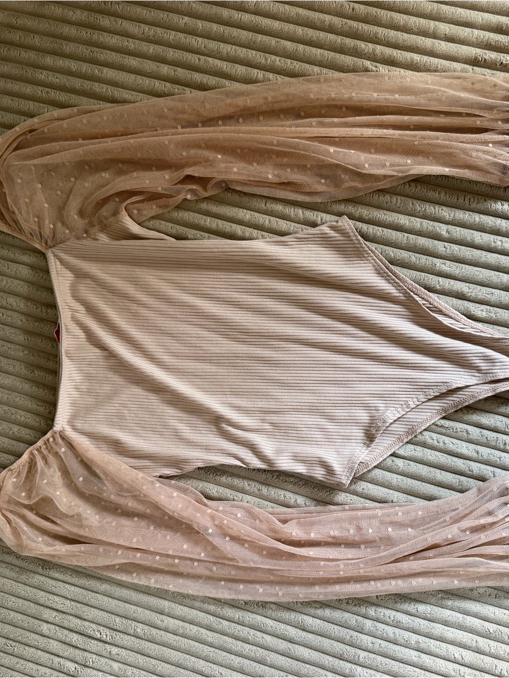 Pink Lily “Tried your best” Beige Swiss Dot Bodysuit - Picture 4 of 6